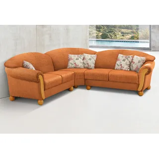 Home Affaire Ecksofa Milano, bequem mit Federkern, B/T/H 233/233/83cm, Landhausstil, L-Form, gleichschenklig orange