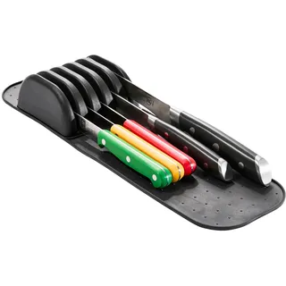 Madesmart Classic 5 Steckplätze, Kleiner Messerhalter, Aufbewahrungsmatte für Schubladen, Softgrip, Küchenmesserblock, Carbon