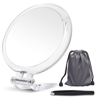 B Beauty Planet Handspiegel, φ12.7 cm doppelseitiger Spiegel, 20-fache und 1-fache Vergrößerung, Faltbarer Make-up-Spiegel mit Handheld-/Ständer