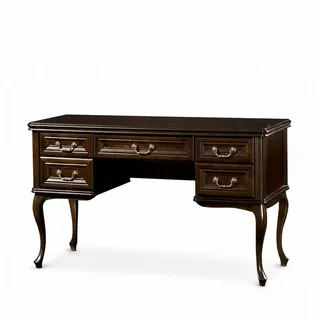 Xlmoebel Schminktisch Kosmetiktisch Klassisch Braun Vintage Friseur Kommode Sofort (Einzelartikel, 1-St., Einzelartikel), Barock-Stil mit goldfarbenen Griffen und geschwungenen Beinen. braun