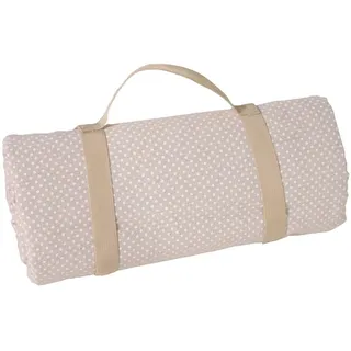 Les Jardins de la Comtesse - Rechteckige Picknickdecke Beige mit weißen Punkten aus Baumwolle - Rückseite aus wasserabweisendem Polyester - Faltbar und mit Tragevorrichtung - 140 x 280 cm