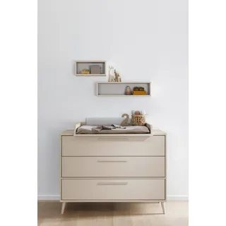 PAIDI Wickelkommode EEFJE in Beige, 3 Schubladen mit Soft-Close, verschiedene Ausführungen, langlebige Kommode, geprüfte Sicherheit, Wickeltisch aus Holz beige|braun 124 cm x 93 cm x 57 cm