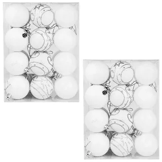 CASARIA® Weihnachtskugeln 48tlg Ø 6cm Kunststoff matt glänzend Christbaumkugeln Christbaumschmuck Anhänger Weihnachtsbaumkugeln Weihnachtsdeko weiß