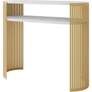 Mirjan24 Fikoli Konsolentisch 100x30x86 cm Gold/Weiß