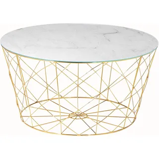 SalesFever Couchtisch rund Weiß Gold 80 x 80 x 45 cm