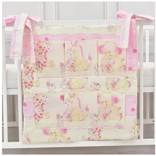 Baby-Delux Betttasche Aufbewahrungstasche Baby (1-tlg), Betttasche Babybetttasche Spielzeugtasche Organizer für Babybett rosa|weiß