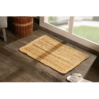 Spetebo Jute Teppich geflochten Natur - rechteckig / 60 x 40 cm - Kurzflor Läufer im Ethno-Style - Niedrigflor Naturfaser Matte recycelbar wasserabweisend antistatisch farbecht
