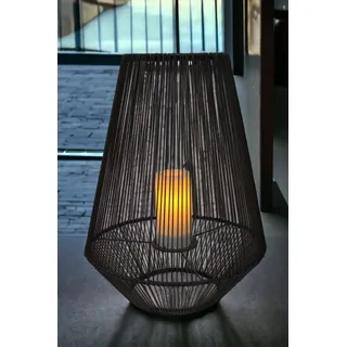 LED Solarleuchte Laterne mit Solar LED Kerze Rattan Optik Windlicht (51 x 37,5 cm)