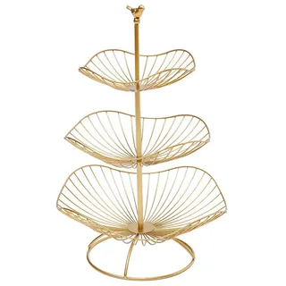 Sindipanda Obst Etagere 3 Stöckig Dekorativer Obstkorb Früchtekorb für Küche & Wohnzimmer,Obsttellergröße: 20cm,25 cm,31cm (Gold)