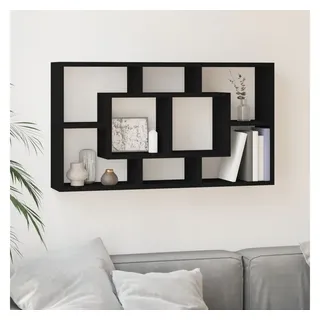 furnicato Wandregal Schweberegal 85x18x85 cm Schwarz aus Holzwerkstoff, 1-tlg., Stabile Regalwand mit 8 Fächern und unsichtbarem Montagesystem schwarz