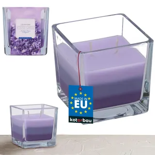 KOTARBAU® 2-Docht Duftkerze im Glas Lavendel Zweidochtkerze dreifarbig Geschenkidee Aromatherapie Dekorations-Kerzen Brenndauer bis zu 32 Stunden