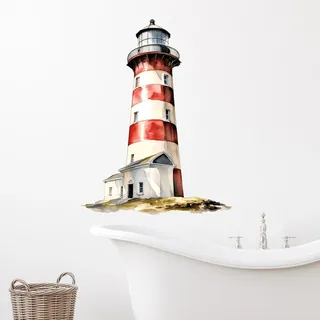 GRAZDesign Wandtattoo Leuchtturm Badezimmer Aufkleber, Wandsticker Nordsee | Wandaufkleber Bad, Tür, Fliesenaufkleber Klebefolie - 75x57cm