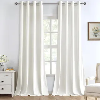 MIULEE Weiß Samtvorhang Ösen 2er Set 140X265, Blickdichte Vorhänge Samt für Schlafzimmer Wohnzimmer, Wunderschön Weich Vorhang Verdunkelung Velvet Curtains, Verdunkelnd Samt Gardinen Blickdicht