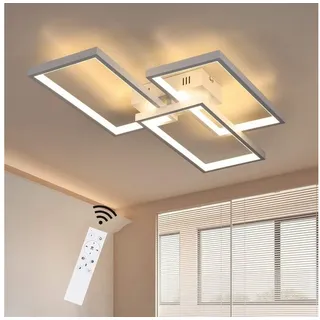 ZMH LED Deckenleuchte Wohnzimmer Modern Deckenlampe Dimmbar mit Fernbedienung Büro, Augenschutz, Einfache Installtion, LED fest integriert, 3000-6500K, Schlafzimmerlampe aus Metall für Esszimmer Flur blau 3 Rechteckig | 40 cm x 60 cm x 8.5 cm
