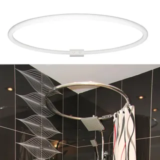 Alu Duschvorhangstange Rund Ø 90 cm Weiß | Aluminium Ringstange für Eckdusche & Badewanne | Rostfrei, Stabil & Leicht | Winkelstange für Duschvorhang | Inkl. Montagematerial