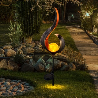 3er Set  LED Solar Leuchten Außen Garten Veranda Beleuchtung Dekoration Steck Lampen Flammen Mond