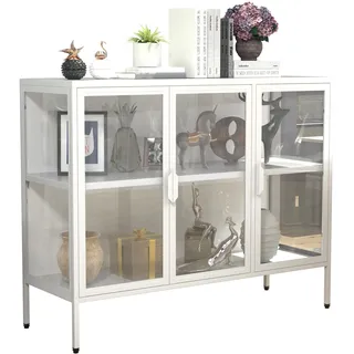 VCM Stahl Glas Vitrine Sideboard Kommode Floka L