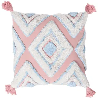 Homescapes Dekokissen 45 x 45 cm Blau/Rosa