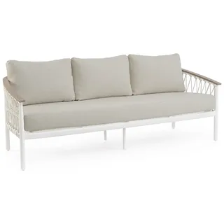 3-Sitzer Gartensofa Fenix - Aluminium & Seilgeflecht, inkl. Kissen, Off-White