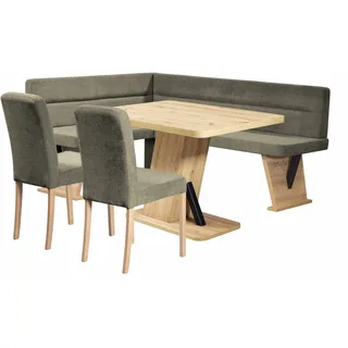 Home Affaire Eckbankgruppe HOME AFFAIRE "Laros Sitzgruppe, Eckbank, Stühle, Tisch", braun (dunkelbraun, dunkelbraun, natur), B:182cm H:85cm T:141cm, 100% PES, Sitzmöbel-Sets, Eckbankgruppe, perfekt für Küche, Esszimmer, Wohnzimmer, Bestseller