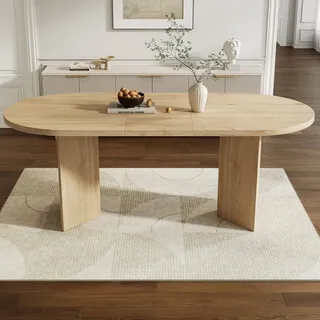 MODFU Esstisch Familientisch für 6–8 Personen – abgerundete Ecken & 18 mm Platte (Packung, 1-St., Eiche, für Esszimmer & Wohnzimmer), 200×75×90 cm, stabile Konstruktion 200 cm x 75 cm x 90 cm