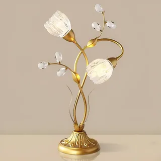 Jatwefiv Vintage Blumen-Tischlampe aus Glas Cute Blumenstrauß Leselampe Reading Lamp Klein Modern Deko-Leuchte mit Kabel Schreibtischlampe Nachttischlampe für Wohnzimmer Kinderzimmer Balkon Desk,A