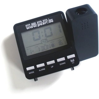 PEARL Projektionsuhr: Funk-Projektionswecker DAC-662.Beam mit Temperaturanzeige (Funkwecker mit Projektion, Wecker mit Licht an der Decke, Deckenprojektion)