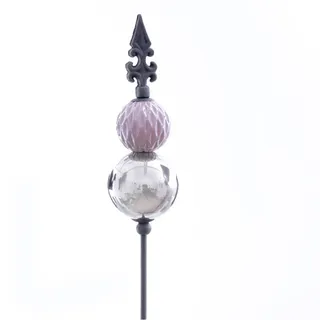 Gartenstecker Metall D6/8L120cm mit Kugel/Lilienspitze  - rosa
