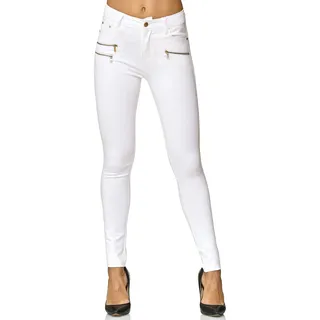 Elara Damen Stretch Hose Skinny Fit Jegging Chunkyrayan H86-9 White 48 (4XL) - 48 Slim