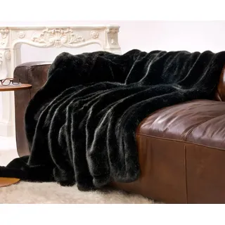 Wohnen & Accessoires Luxuriöse Felldecke Zobel schwarz - 5 Größen - 150 x 200 cm bis XXL Kunstfell Webpelzdecke Felloptik (260 x 300 cm)