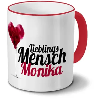 printplanet Tasse mit Namen Monika - Motiv Lieblingsmensch - Namenstasse, Kaffeebecher, Mug, Becher, Kaffeetasse - Farbe Rot