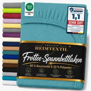 EXKLUSIV HEIMTEXTIL Spannbettlaken Frottee 200 x 220 cm Türkis