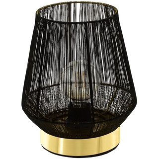 EGLO Tischlampe Escandidos, Tischleuchte, Nachttischlampe aus Metall in Schwarz, Messing-Gebürstet, Wohnzimmerlampe, Lampe mit Schalter, E27 Fassung