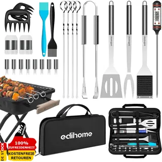 🔥 25Er Set BBQ Grillbesteck Tool mit Koffer Grillwerkzeug Grillzubehör Grillset