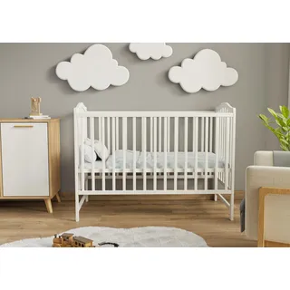 ms factory Babybett Paris 120x60 cm – Höhenverstellbares Kinderbett aus Massivholz – Gitterbett mit sicherer Wasserlackierung – Mitwachsendes Baby Bett mit herausnehmbaren Stäben