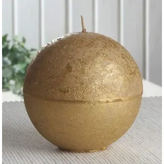 Rustik-Kugelkerze, 10 cm Ø, Gold-metallic