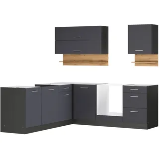 kochstation Winkelküche L-Form 220 cm grau