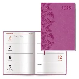 Trötsch Taschenkalender Schmetterling, Jahr 2025, 1 Woche auf 2 Seiten, Softcover, A7