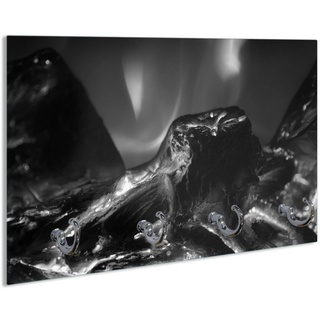 Wallario Schlüsselbrett Glühende Kohlen schwarz-weiß abstrakt, (inkl. Aufhängeset), 30x20cm, aus ESG-Sicherheitsglas schwarz