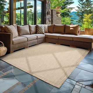 Carpettex In- & Outdoor Teppich 140x200 cm Beige Waschbar Wasserfest