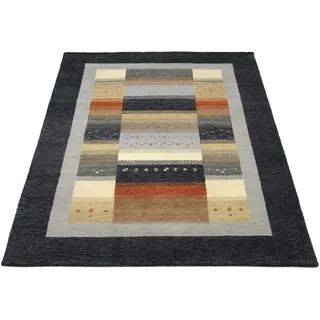 Wollteppich OCI DIE TEPPICHMARKE "INTENSE SONA", bunt (grau, multi), B:90cm H:12mm L:160cm, Schurwolle, Teppiche, handgeknüpft, reine Schurwolle, fußwarm, Wohnzimmer