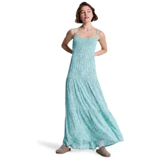 Spaghettikleid ROXY "Tropical Glow Maxi Printed", Damen, Gr. XL, blau (oil grün wildside paisley), Obermaterial: 100% Viskose., Kleider