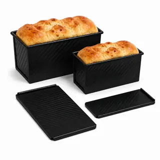 URMONA 2 Brotbackformen mit Deckel, Toastbrotform und Kastenform M + L