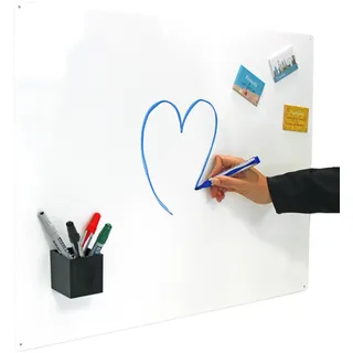 KalaMitica - Magnetische Wandtafel aus Stahl, Büro-Pinnwand für Magnete - Whiteboard beschreibbar 74 x 57 cm - Glänzend Weiß