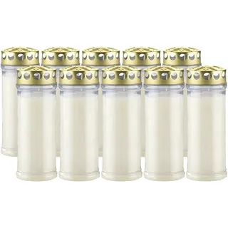 Kimiza Grabkerze, Dauerbrenner, 4 oder 7 Tage Brenndauer, incl. 1x Kimiza Stabfeuerzeug zu jeder Bestellung (12x7 Tage weiß Golddeckel)