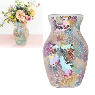 Mosaik-Glasvase, dekorative Vase, Bunte Blumenvase für Büro, Wohnzimmer, Küche, Hochzeitsbankett, Heimdekoration, 20,3 cm