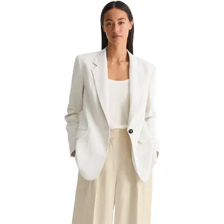 Longblazer MARC O'POLO "aus Viskose-Leinen-Mix", Damen, Gr. 40, weiß (dusty beige melange), Obermaterial: 59% Viskose, 41% Leinen, unifarben, regular fit normal, Blazer Longblazer