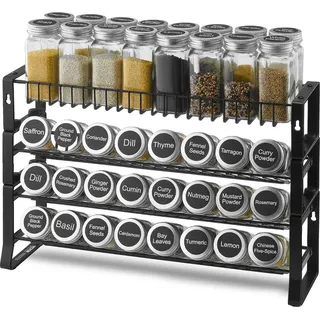 Vevor abnehmbares Gewürzregal 4-stöckiger Gewürzhalter Organizer, stapelbarer Gewürzständer (401 x 116 x 271 mm), Küchenaufbewahrung für Arbeitsplatte, Küchen-Vorratsschrank, Speisekammer Schwarz
