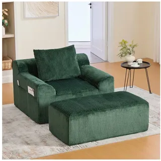BlingBin Loungesessel Sofasessel mit Seitentaschen und Kissen, Sitzsacksofa (Loungesofa, 1-St., mit Steigbügeln), Moderner gepolsterter Sessel, weicher Sofasessel ohne Knochen grün