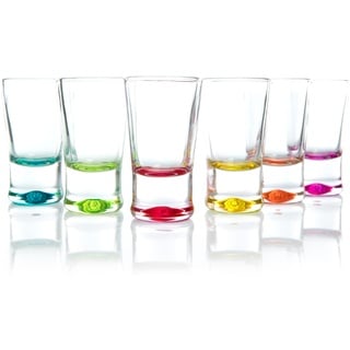 BigDean 24x Schnapsgläser 2cl - Shotgläser aus Glas – farbige Shot Gläser für Schnäpse wie z.B. Tequila, Wodka, Ouzo, Sambuca, Likör - Stamperl, Pinnchen